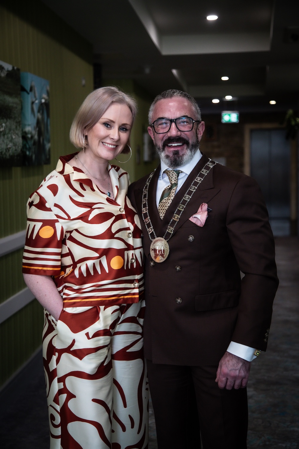 Left Outgoing IHF President Lisa Eccles, Right IHF President Mark O'Keeffe
